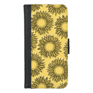 Floral Rustic Sunflower Hand Drawn iPhone 8/7 Wallet Case