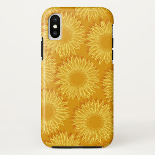 Floral Rustic Sunflower Light Hand Drawn iPhone XS Case