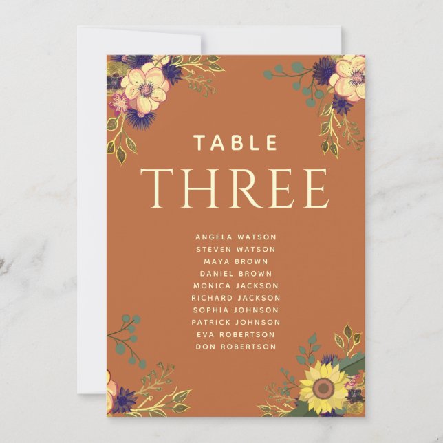 Floral Rustic Terracotta Wedding Seating Chart (Front)