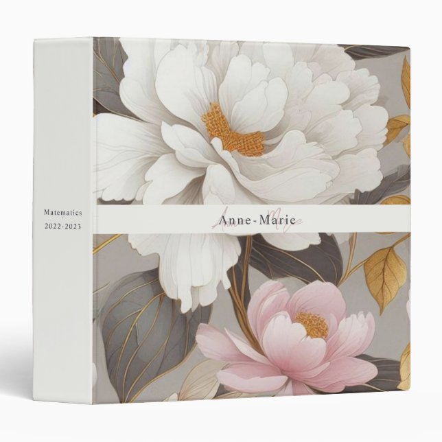 Floral rustic vintage elegant  3 ring binder (Front/Spine)