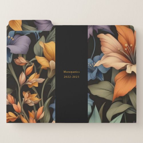 Floral rustic vintage elegant black file folder