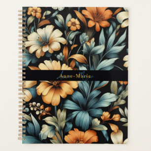 Floral rustic vintage elegant black planner