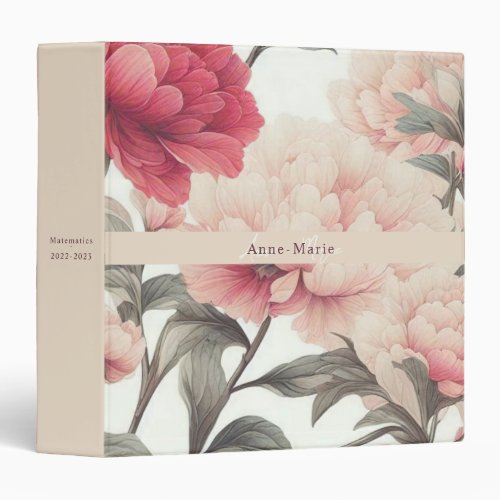 Floral rustic vintage elegant blue 3 ring binder