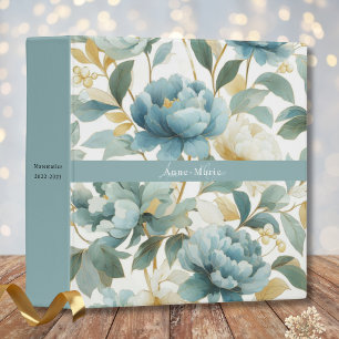 Floral rustic vintage elegant blush blue 3 ring binder