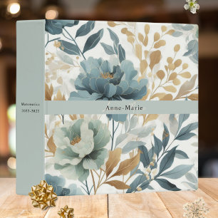 Floral rustic vintage elegant blush blue 3 ring binder