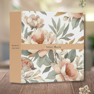 Floral rustic vintage elegant blush pink 3 ring binder