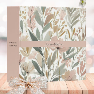 Floral rustic vintage elegant blush pink 3 ring binder