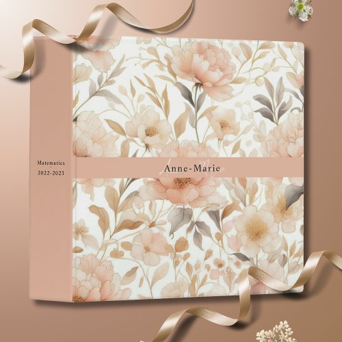 Floral rustic vintage elegant blush pink 3 ring binder