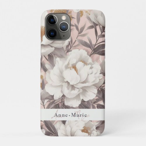 Floral rustic vintage elegant gray iPhone 11 pro case