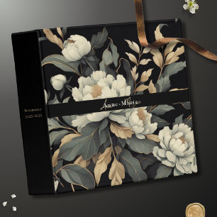 Floral rustic vintage elegant green 3 ring binder