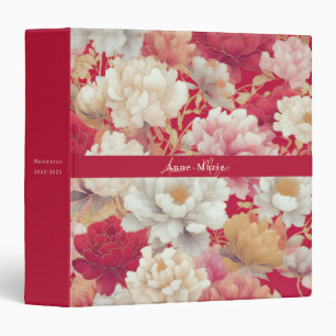 Floral rustic vintage elegant red 3 ring binder