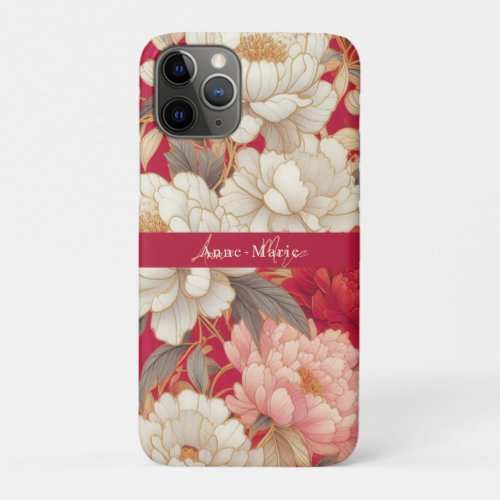 Floral rustic vintage elegant red iPhone 11 pro case