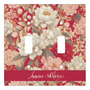 Floral rustic vintage elegant red light switch cover