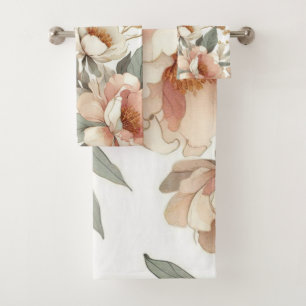 Floral rustic vintage elegant stylish bath towel set
