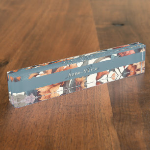 Floral rustic vintage elegant stylish desk name plate