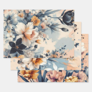 Floral rustic vintage elegant stylish wrapping paper sheets