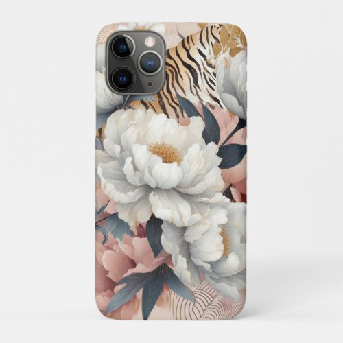 Floral rustic vintage elegant tiger iPhone 11 pro case
