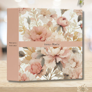 Floral rustic vintage elegant yellow 3 ring binder