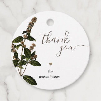 Floral Rustic Vintage Leaves Golden Wedding Favor Tags
