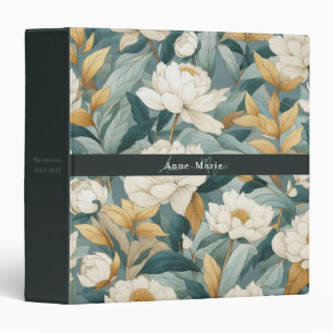 Floral rustic vintage peonies blue 3 ring binder