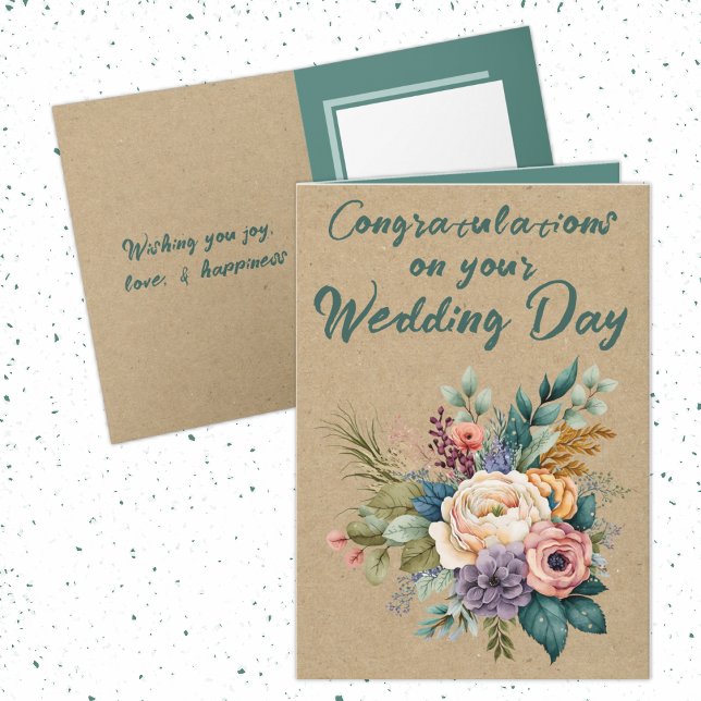 Floral Rustic Wedding Congratulations green Card (Creator Uploaded)