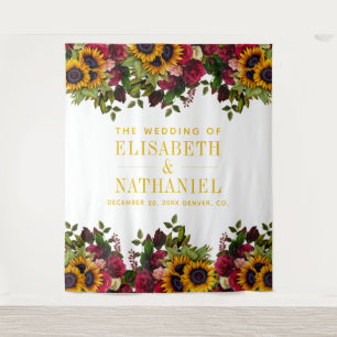 Floral rustic wedding photo booth backdrop