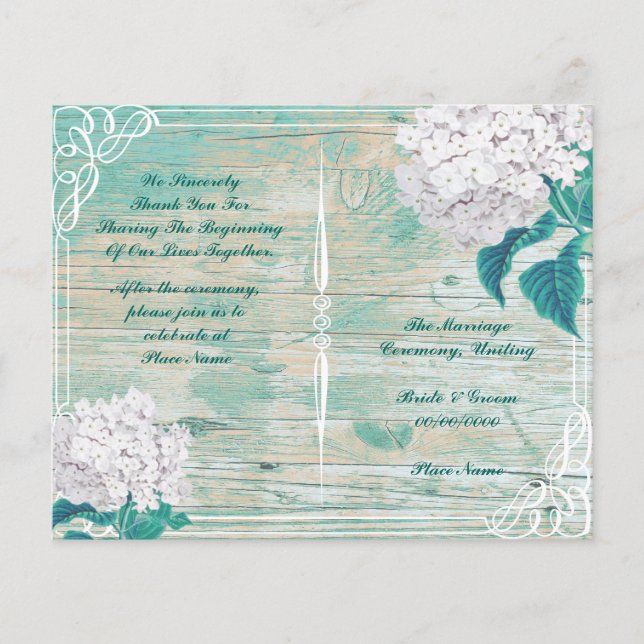 floral rustic wedding program (Front)