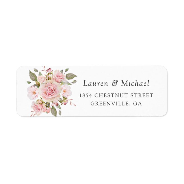 Floral Rustic Wood Blush Roses String Lights Label (Front)