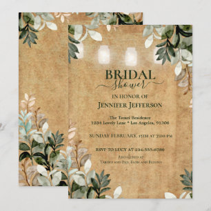 Floral Rustic Wood Bridal Shower Invitation