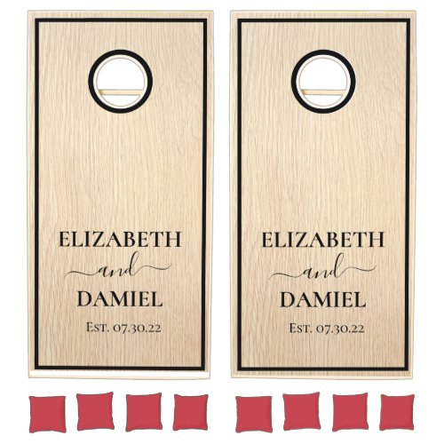 Floral Rustic Wood Mr and Mrs Couples Wedding   Co Cornhole Set