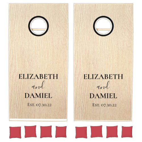 Floral Rustic Wood Mr and Mrs Couples Wedding    Cornhole Set