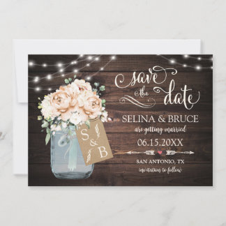 Floral Rustic Wood Save the Date Invitation