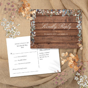Floral Rustic Wood Song Request RSVP Postcard