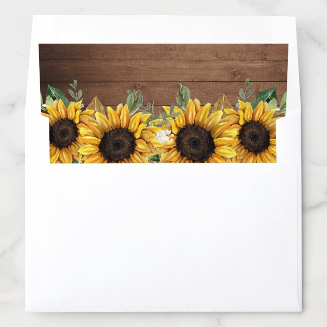 Floral Rustic Wood Sunflower Barn Country Envelope Liner (In Envelope)
