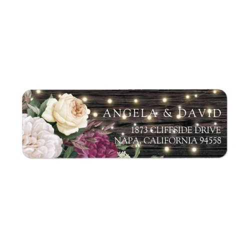 Floral Rustic wood Wedding Label