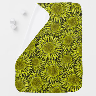 Floral Rustic Yellow Sunflower Hand Drawn Baby Blanket