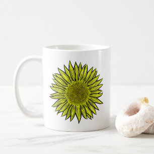 Floral Rustic Yellow Sunflower Hand Drawn Coffee Mug