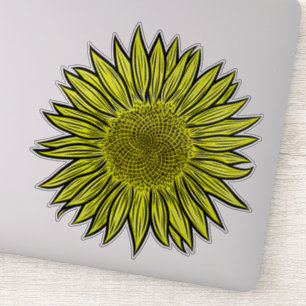Floral Rustic Yellow Sunflower Hand Drawn Sticker