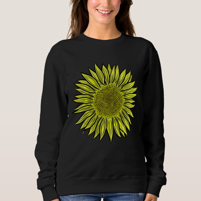 Floral Rustic Yellow Sunflower Hand Drawn Sweatshirt (Front)