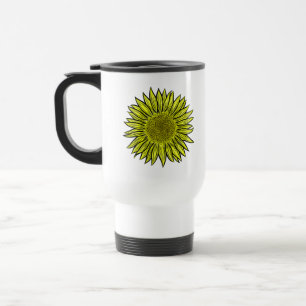 Floral Rustic Yellow Sunflower Hand Drawn Travel Mug