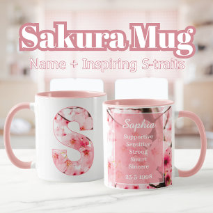 Floral S Initial Mug Personalized Name & Traits