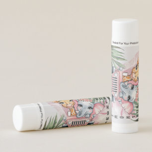 Floral Safari Adventure Pink Girl Baby Shower Lip Balm