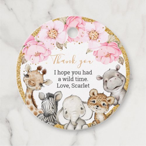 Floral Safari Animals Baby Shower Thank you  Favor Tags