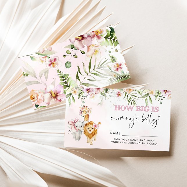 Floral Safari animals how big is mommy's belly Enclosure Card (Creator Uploaded)