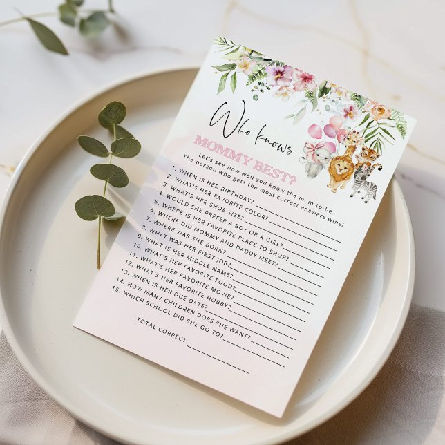 Floral safari animals Who knows mommy best game (Creator Uploaded)