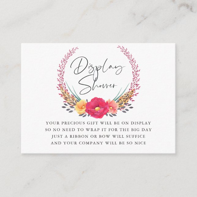 Floral Safari Baby Shower Display Shower Enclosure Card (Front)