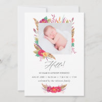 Floral Safari Birth Announcement Photo Card