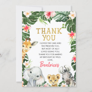 Floral Safari Birthday Thank You Card