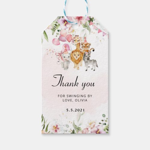 Floral Safari birthday thank you tag