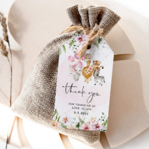 Floral Safari birthday thank you tag